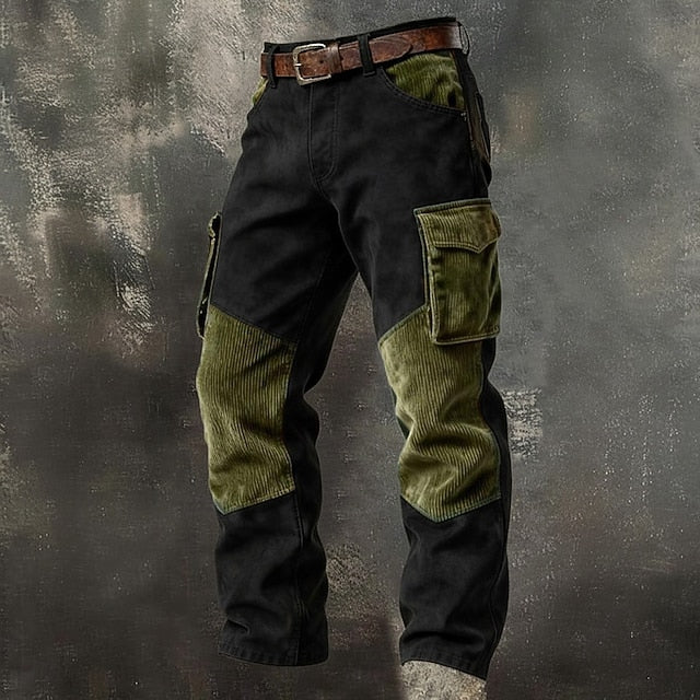 Men's Cargo Shirt Trousers Corduroy Pants Faux Suede Pants