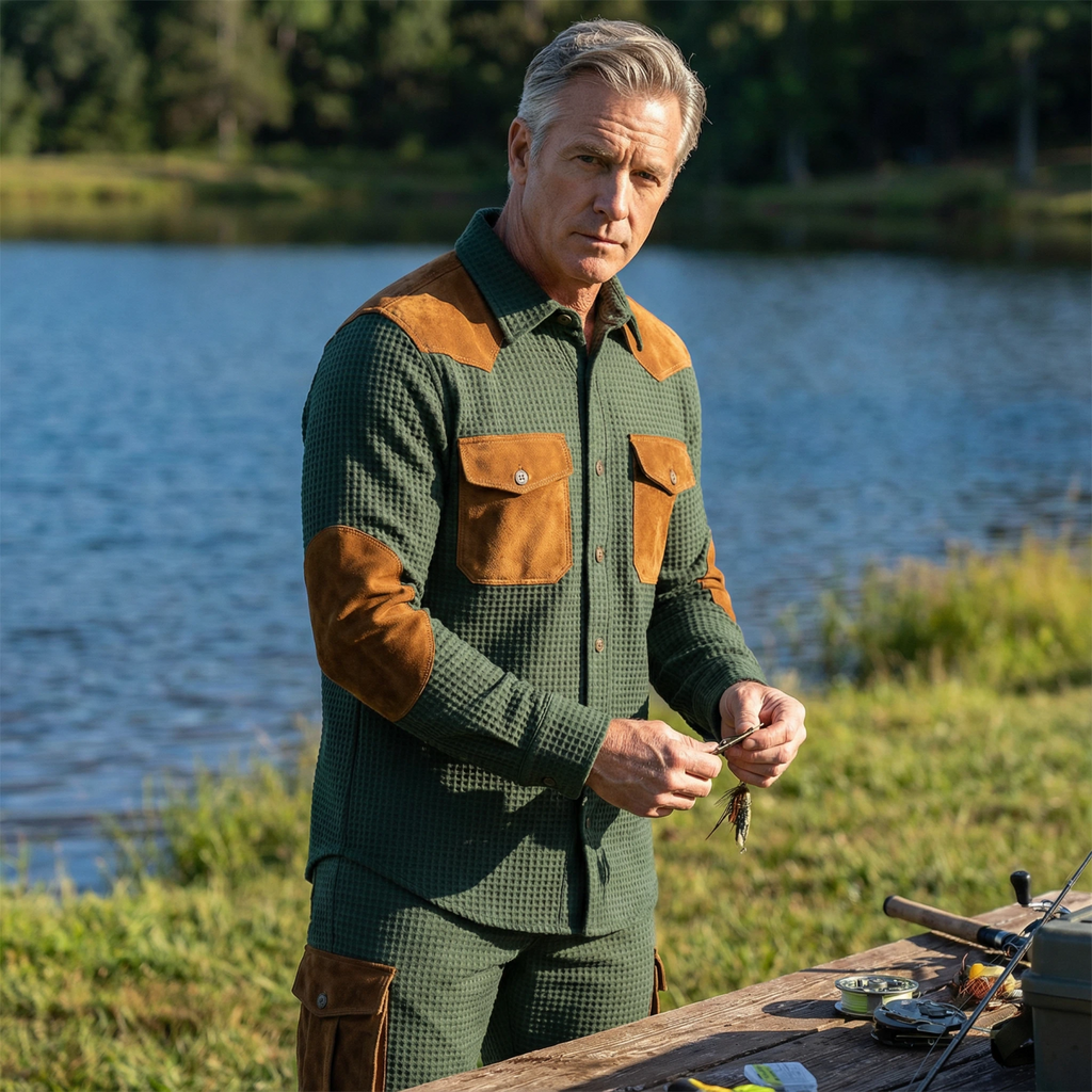 Men's Shirt Waffle Shirt Casual Shirt Button Up Shirt Cargo Shirt