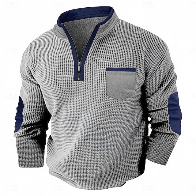 Men's Waffle T-shirt T Shirt Waffle Henley Shirt Long Sleeve Fall Fall & Winter