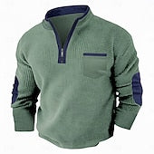 Men's Waffle T-shirt T Shirt Waffle Henley Shirt Long Sleeve Fall Fall & Winter