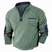 Men's Waffle T-shirt T Shirt Waffle Henley Shirt Long Sleeve Fall Fall & Winter