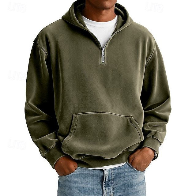Men's Hoodie Pullover Hoodie Sweatshirt Quarter Zip Hoodie Streetwear Cool Spring Fall