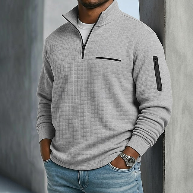 Men's Waffle Polo Shirts Textured Sports & Outdoor Casual Long Sleeve Fashion Comfortable Cross-Seasons