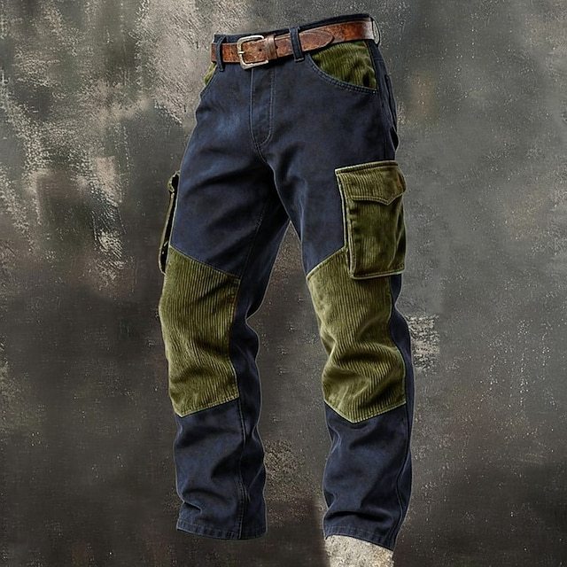 Men's Cargo Shirt Trousers Corduroy Pants Faux Suede Pants