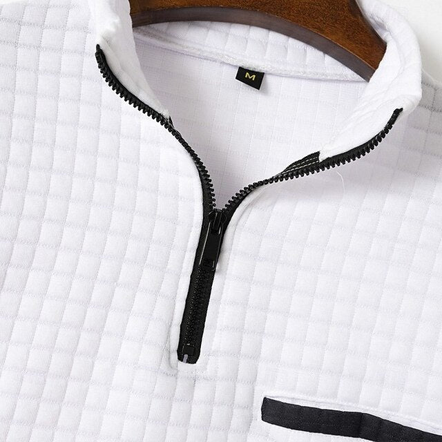 Men's Waffle Polo Shirts Textured Sports & Outdoor Casual Long Sleeve Fashion Comfortable Cross-Seasons