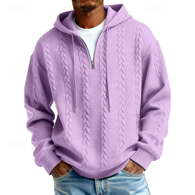Men's Jacquard Hoodie Pullover Hoodie Sweatshirt Textured Sports & Outdoor Casual Daily Streetwear Cool Sportswear
