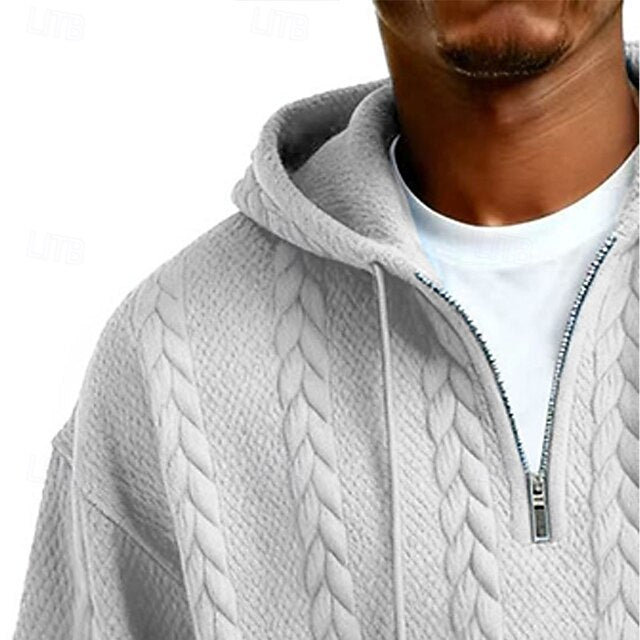 Men's Jacquard Hoodie Pullover Hoodie Sweatshirt Textured Sports & Outdoor Casual Daily Streetwear Cool Sportswear