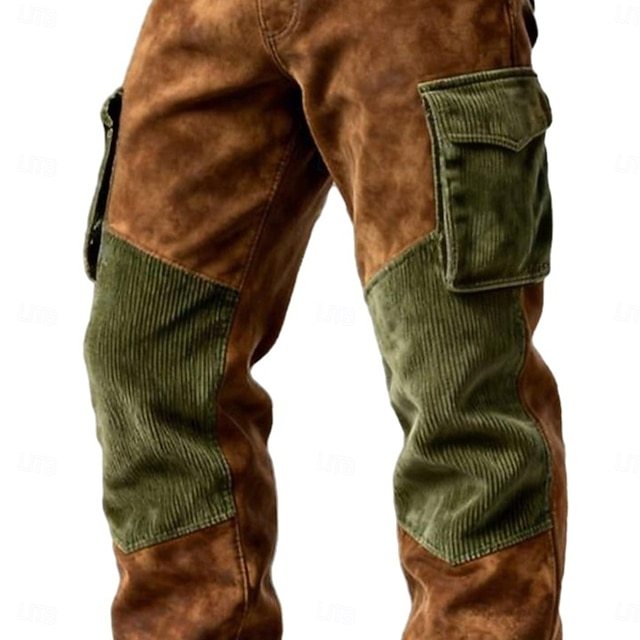 Men's Cargo Shirt Trousers Corduroy Pants Faux Suede Pants