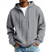 Men's Jacquard Hoodie Pullover Hoodie Sweatshirt Textured Sports & Outdoor Casual Daily Streetwear Cool Sportswear