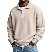 Men's Waffle Polo Shirts Textured Formal Business Ribbed Polo Collar Fashion