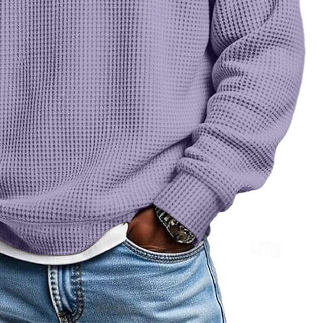 Men's Waffle Polo Shirts Textured Formal Business Ribbed Polo Collar Fashion
