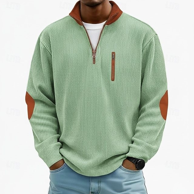 Men's Corduroy Shirt Tee Top Long Sleeve Shirt Oversized Loose Outdoor Street Tee for Men