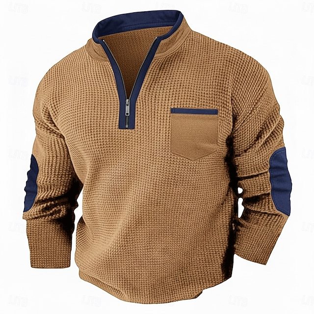 Men's Waffle T-shirt T Shirt Waffle Henley Shirt Long Sleeve Fall Fall & Winter