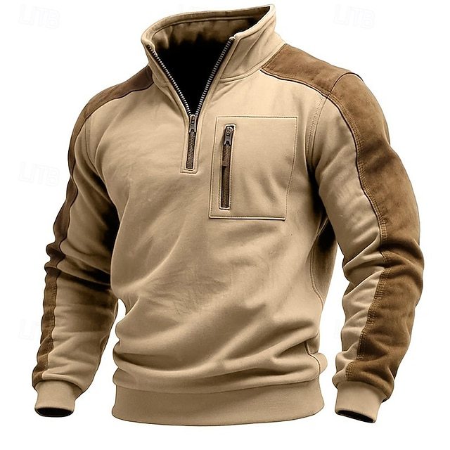 Men's Hoodies & Sweatshirts Long Sleeve Stand Collar Half Zip Fall Winter Spring &  Fall
