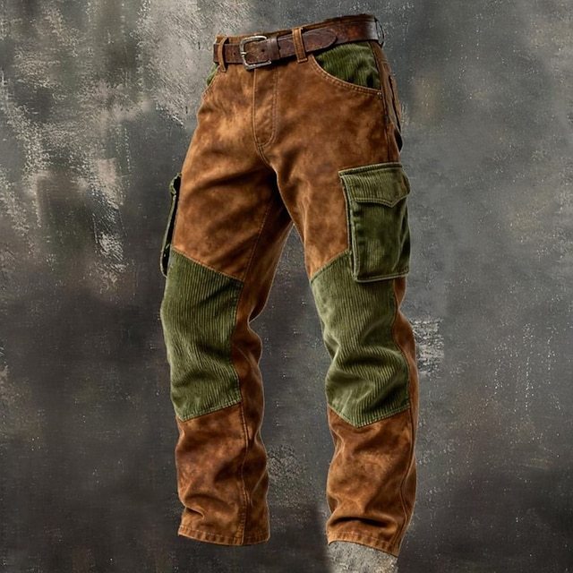 Men's Cargo Shirt Trousers Corduroy Pants Faux Suede Pants