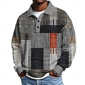 Men's Geometric Color Block Waffle Polo ShirtsCasual Athleisure Daily Wear Fall Winter