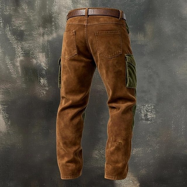 Men's Cargo Shirt Trousers Corduroy Pants Faux Suede Pants