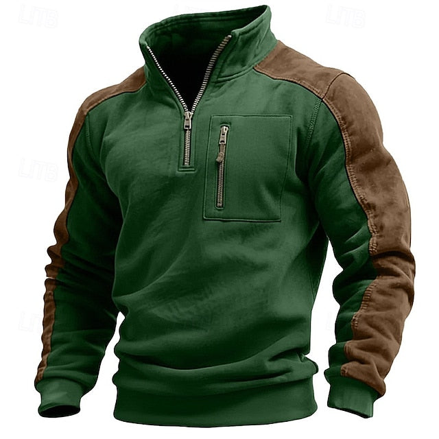 Men's Hoodies & Sweatshirts Long Sleeve Stand Collar Half Zip Fall Winter Spring &  Fall