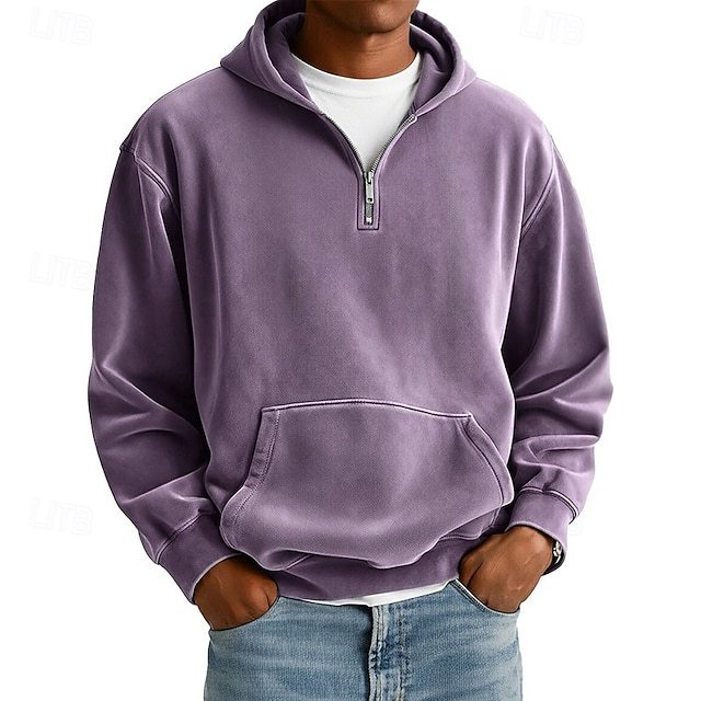 Men's Hoodie Pullover Hoodie Sweatshirt Quarter Zip Hoodie Streetwear Cool Spring Fall