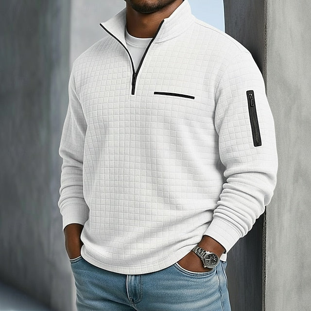 Men's Waffle Polo Shirts Textured Sports & Outdoor Casual Long Sleeve Fashion Comfortable Cross-Seasons