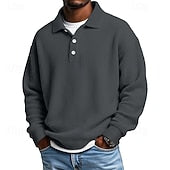 Men's Waffle Polo Shirts Textured Formal Business Ribbed Polo Collar Fashion