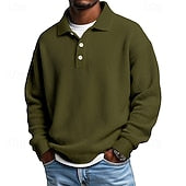Men's Waffle Polo Shirts Textured Formal Business Ribbed Polo Collar Fashion