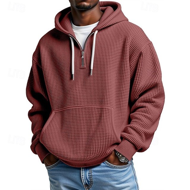 Men's Hoodie Hoodie Plain Drawstring Pocket Sports & Outdoor Daily Holiday Streetwear Spring Fall Clothing