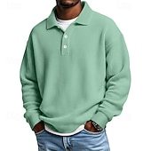 Men's Waffle Polo Shirts Textured Formal Business Ribbed Polo Collar Fashion