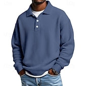 Men's Waffle Polo Shirts Textured Formal Business Ribbed Polo Collar Fashion