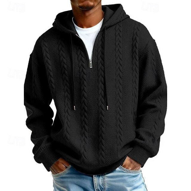 Men's Jacquard Hoodie Pullover Hoodie Sweatshirt Textured Sports & Outdoor Casual Daily Streetwear Cool Sportswear