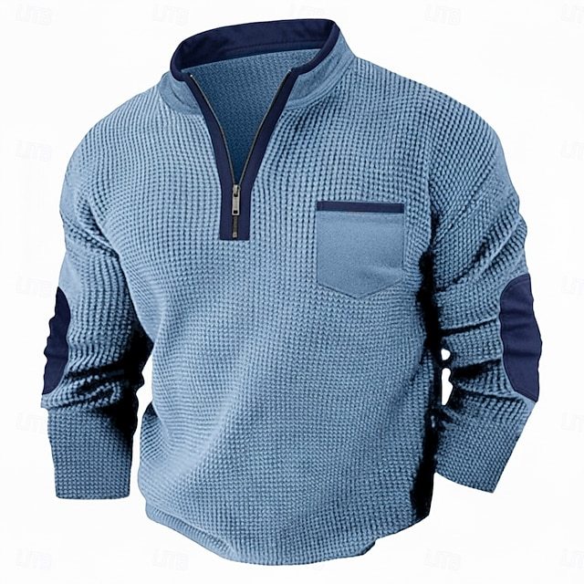 Men's Waffle T-shirt T Shirt Waffle Henley Shirt Long Sleeve Fall Fall & Winter
