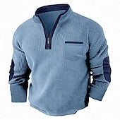Men's Waffle T-shirt T Shirt Waffle Henley Shirt Long Sleeve Fall Fall & Winter