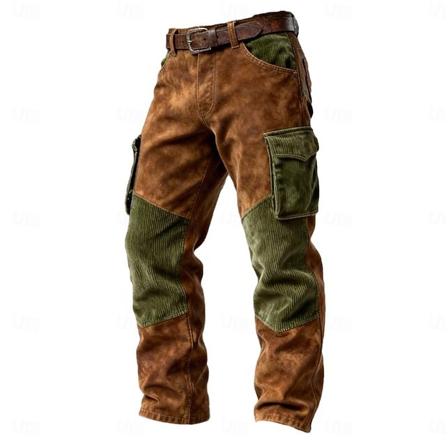Men's Cargo Shirt Trousers Corduroy Pants Faux Suede Pants