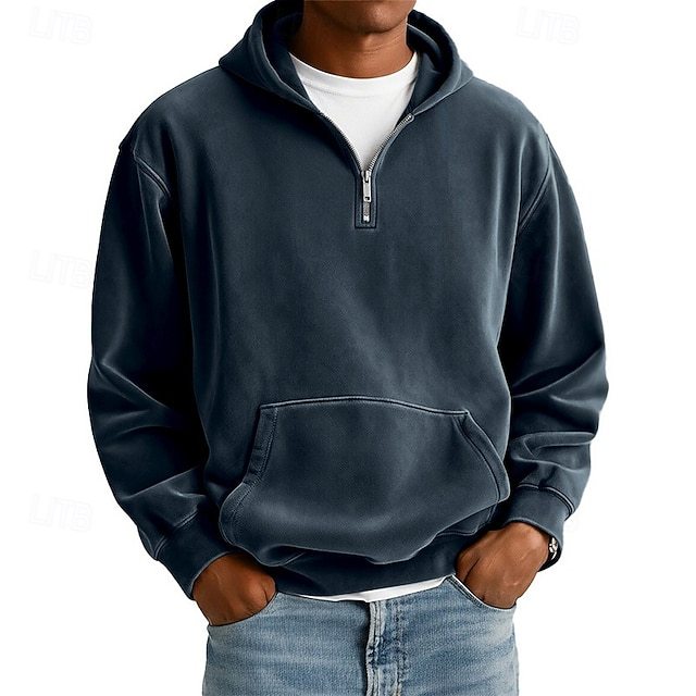 Men's Hoodie Pullover Hoodie Sweatshirt Quarter Zip Hoodie Streetwear Cool Spring Fall