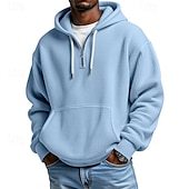 Men's Hoodie Hoodie Plain Drawstring Pocket Sports & Outdoor Daily Holiday Streetwear Spring Fall Clothing