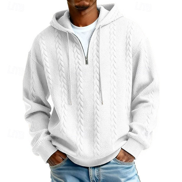 Men's Jacquard Hoodie Pullover Hoodie Sweatshirt Textured Sports & Outdoor Casual Daily Streetwear Cool Sportswear