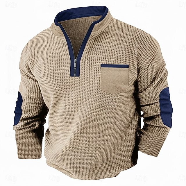 Men's Waffle T-shirt T Shirt Waffle Henley Shirt Long Sleeve Fall Fall & Winter