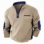 Men's Waffle T-shirt T Shirt Waffle Henley Shirt Long Sleeve Fall Fall & Winter