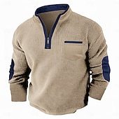 Men's Waffle T-shirt T Shirt Waffle Henley Shirt Long Sleeve Fall Fall & Winter