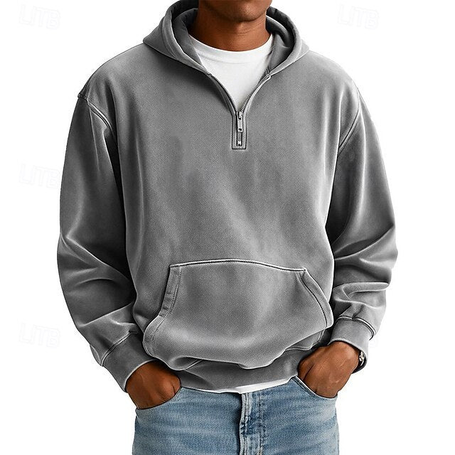Men's Hoodie Pullover Hoodie Sweatshirt Quarter Zip Hoodie Streetwear Cool Spring Fall