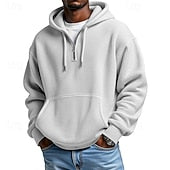 Men's Hoodie Hoodie Plain Drawstring Pocket Sports & Outdoor Daily Holiday Streetwear Spring Fall Clothing