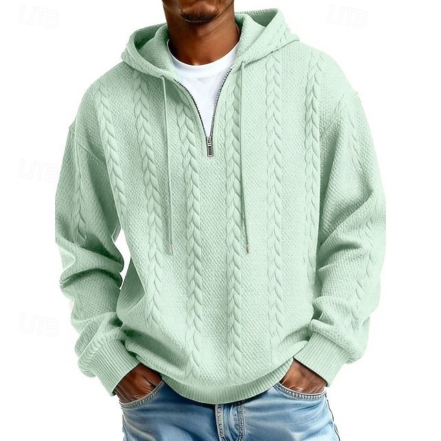 Men's Jacquard Hoodie Pullover Hoodie Sweatshirt Textured Sports & Outdoor Casual Daily Streetwear Cool Sportswear