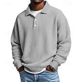 Men's Waffle Polo Shirts Textured Formal Business Ribbed Polo Collar Fashion