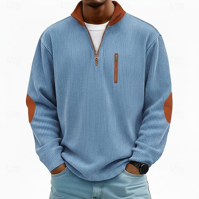 Men's Corduroy Shirt Tee Top Long Sleeve Shirt Oversized Loose Outdoor Street Tee for Men