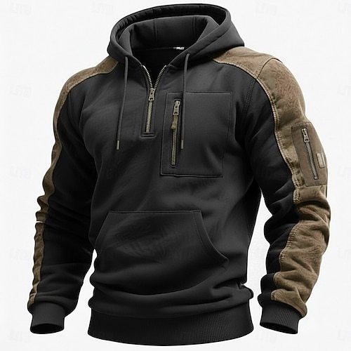 Men's Hoodies & Sweatshirts Long Sleeve Stand Collar Half Zip Fall Winter Spring &  Fall